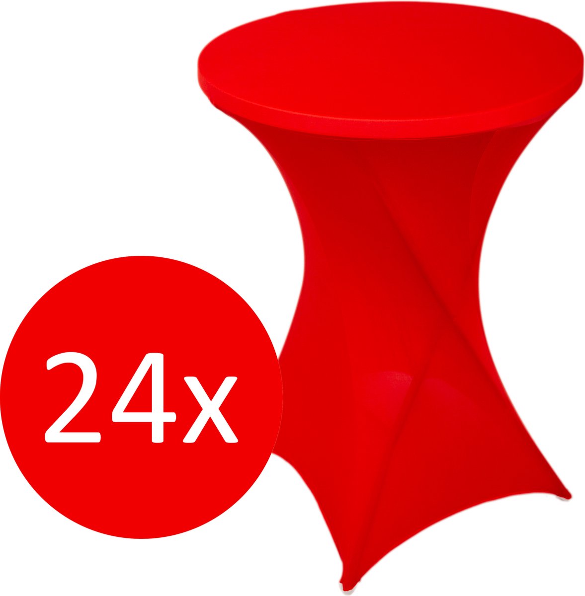 Statafelrok Rood x 24 – ∅80-85 x 110 cm – Stretch 24 stuks –   voor Statafel – Geschikt voor Horeca Evenementen | Sta Tafel Hoes | Staantafelhoes | Cocktailparty | Trouwerij